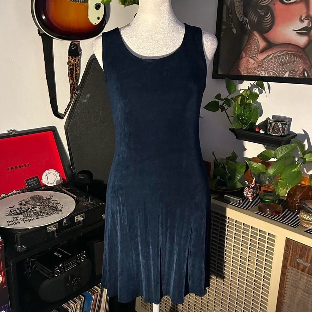 Vintage Rabbit Rabbit Rabbit Dark Sapphire Blue Dress. - Picture 8 of 8